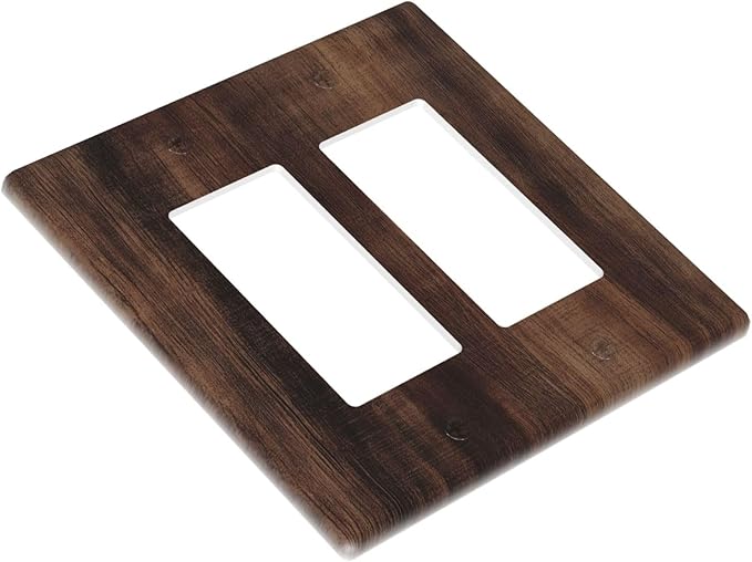 Decorative Outlet Covers Rustic Farmhouse Brown Wood Barn Door 2 Gang Light Switch Cover Plate Double Rocker Wall Plate Gfci Switch Plate Covers for Bathroom Decor