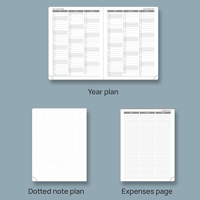 POPRUN 2026 Planner (Medium Size 8.5''x 6.5'' Hardcover) - Daily Weekly and Monthly Calendar Agenda 2026 Appointment Book with Hourly Time Slots, Monthly Tabs, 100 GSM - Light Pink