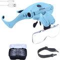 YOCTOSUN Magnifying Glasses with Light for Close Work, Head Magnifier with 5 Interchangeable Lenses and 2 LED Lights, Hands Free Head Mount Magnifying Glass for Crafts, Cross Stitch, Jewelry