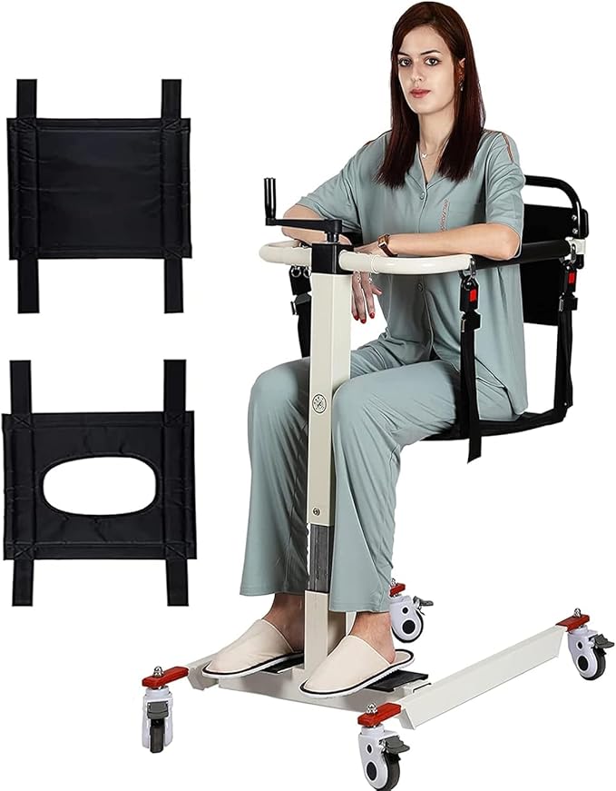 Patient Lift Transfer Chair, Transfer Lift Chair for Disabled, Portable Car Transfer Lift Bed to Wheelchair Transfer Devices, Transfer Chair for Elderly and Disabled (Pu Backrest)
