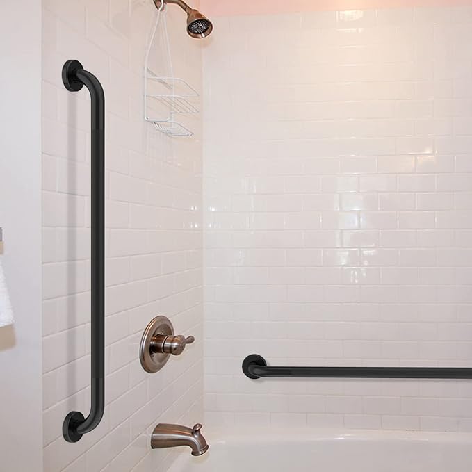36 Inch Shower Grab Bar Oil Rubbed Black, Munzong Anti Slip Bathroom Grab Bar, Knurled Bathroom Balance Bar,Safety Hand Rail Support Handicap Elderly Injury Senior Assist Bath Handle