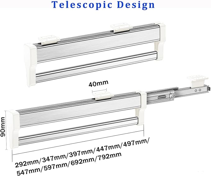 Pull Out Clothes Hanger Rod Adjustable Wardrobe Clothing Rail Hanger Rack Bar for Pants Clothes Stainless Steel (692mm/27.2inch)