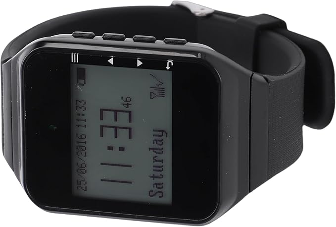 Wireless Caregiver Pager Call for Patient Nurse Alert System for Elderly Monitoring 328ft Water Proof Call Bell for Home 1 Receiver Wrist Pager 20 Desk Call Bells (Black)