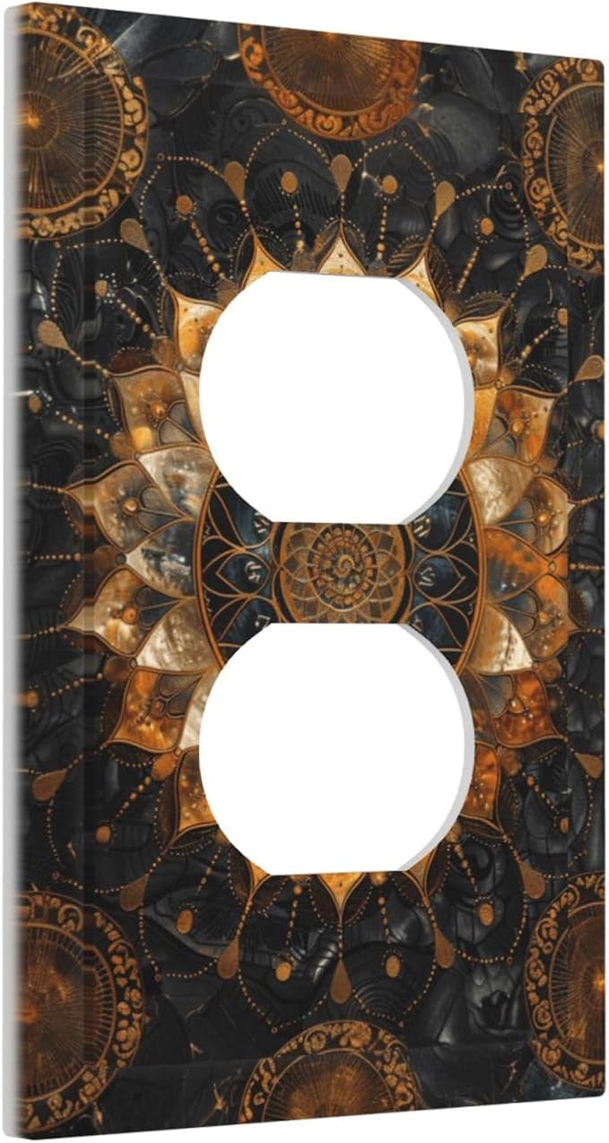 Cool Colorful Mandal Flowers Boho Floral Outlet Covers 1 Gang Duplex Light Switch Cover Decorative Switch Plates Electrical Receptacle Faceplate Wall Plate for Bed Room Living Room Decor