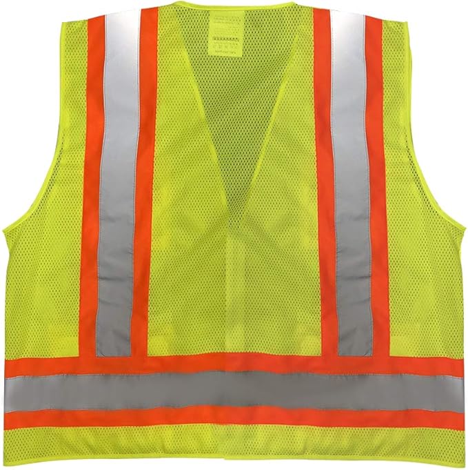 Premium High Visibility Surveyor Vest Solid Front Mesh Back, 5 Pack, X-Large