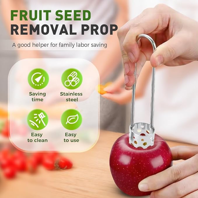 2 Pcs Fruit and Vegetable Corer Tool, Red Bell Pepper Seed Corer, Stainless Steel apple core remover, Practical Kitchen Gadget for Removing Fruit Vegetable Cores, Easy to Clean (Type A)