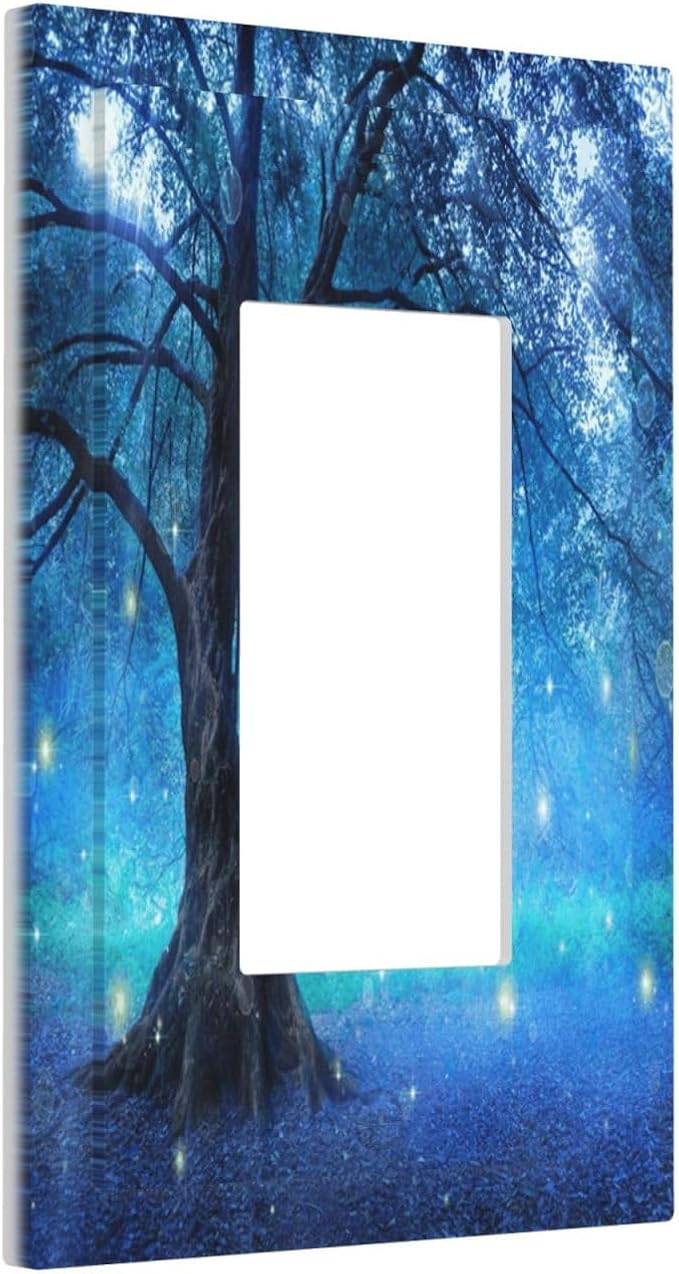 Outlet Covers Fantasy Fairy Tree In Mystic Forest 1 Gang Wall Plate Single Rocker Light Switch Cover Decorative GFCI Receptacle Cover Electrical Switchplate for Bathroom Bedroom Decor