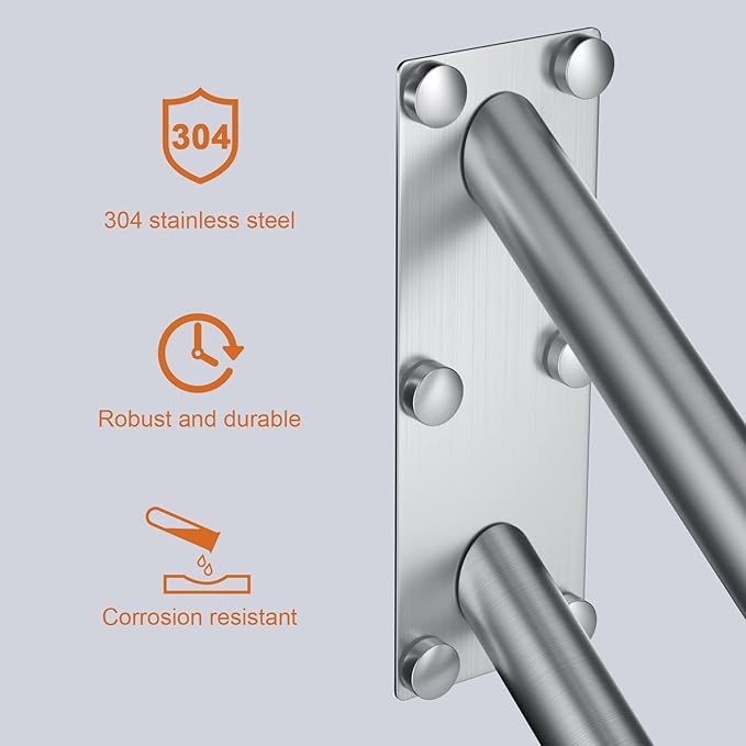 28 Inch U Shaped Handrail for 1-5 Steps - 1.25" Tube, ZUEXT Satin Brushed Nickel Stainless Steel Safety Grab Bar,Wall Mounted Handicap Hand Railing for Outdoor Garage Entry Interior Exterior Stairway
