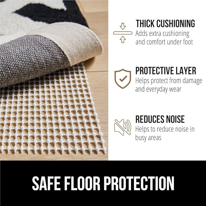 GORILLA GRIP Strong Rug Pad Gripper, 2x6 FT, US Designed, Grips Help Keep Area Rugs Safe and in Place, Slip and Skid Resistant Pads for Hard Floors, Under Carpet Mat Cushion and Hardwood Protection