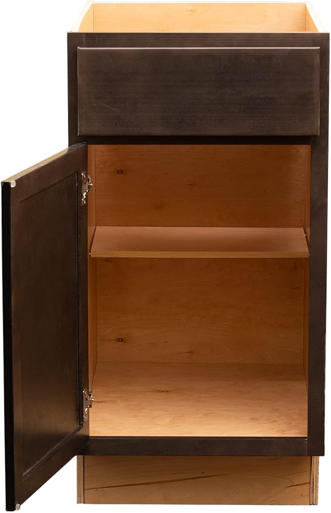 Quicklock RTA (Ready-to-Assemble) | Base Kitchen Cabinets - Shaker Style | Made in America (Espresso Stain, 18" Wx34.5 Hx24 D Base)