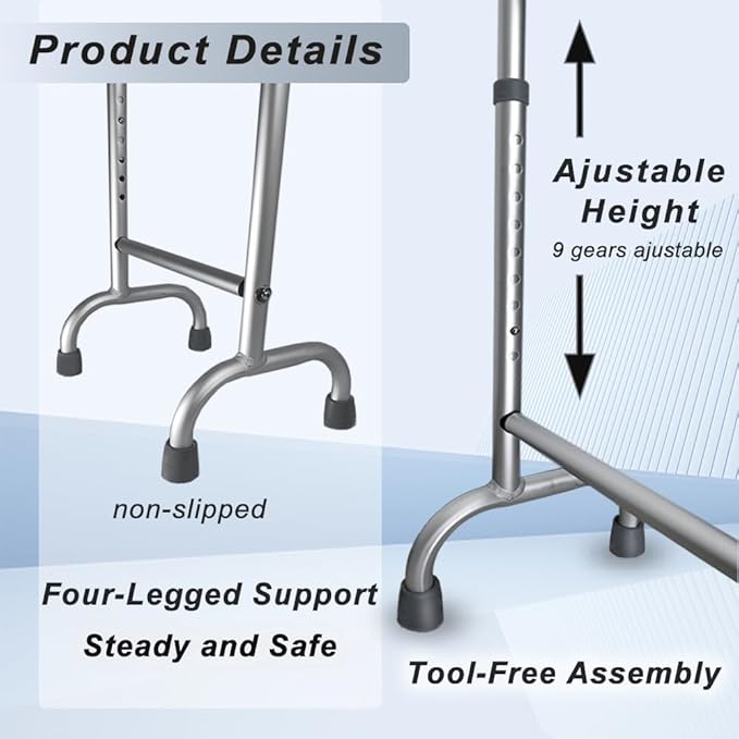 Aluminum Walking Cane, Lightweight(2.3lb), Height Adjustable 31.5-39.3in, Body Recovery Aid Tool, Enhanced Stability and Anti-Slip, Suitable for Elderly Handicap or Pregnant Women, etc