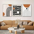 QKF Geometry Abstract Large Frame Canvas Wall Art Living Room Wall Decor Bohemian Black Brown Beige Line Modern Home Decorative Painting For living room Office Bedroom 3-piece Set 24 "X 32"