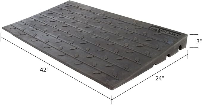 Silver Spring 3" High Rubber 3-Channel Threshold Ramp 600 lb. Weight Capacity for Wheelchairs, Mobility Scooters, and Power Chairs, with Slip-Resistant Surface - DH-UP-83