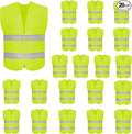 DUSKCOVE 20 Pack High Visibility Safety Vest for Traffic Work, Running, Surveyor and Security Guard - Construction Vest with 2 Reflective Strips, Made from Breathable Neon Yellow Mesh Fabric