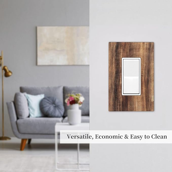 Decorative Outlet Covers Vintage Rustic Brown Wood Grain 1 Gang Single Rocker Light Switch Cover Plate Wall Plates GFCI Faceplate for Bedroom Farmhouse Decor