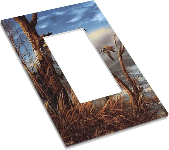 Outlet Covers Hunting Flying Wild Ducks Single Rocker Light Switch Covers Decorative 1 Gang Receptacle Wall Plate Fall Lakeside Reed Wildlife Animal Mallard Gfci Electrical Decora Switchplate