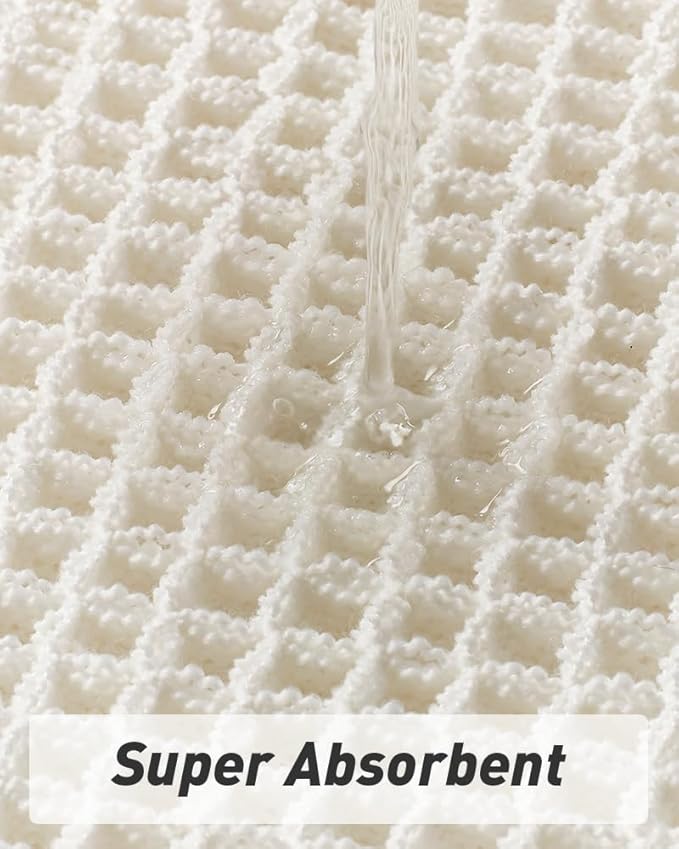 AMOAMI Waffle Runner Rug Super Absorbent Non Slip Bath Mats for Bathroom Floor, Machine Washable Boho Bathroom Runner Rug with Tassels, Ideal for Hallway Bedroom Laundry Room, 17" x 60"