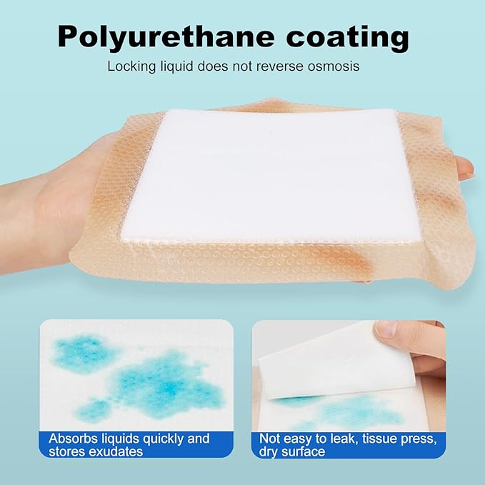 Silicone Foam Dressing 6x6 Gentle Border, Super Absorbent Wound Dressing, Bed Sore Patches, Waterproof Silicone Bandages for Wounds Care, Self Adhesive Pressure Sore Pads (20)