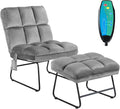 Giantex Massage Chair with Ottoman, 5 Vibration Modes & 4 Massage Motors, Velvet Fabric-Nice to Touch, Remote Control and Side Pocket, Electric Massage Sofa Couch for Living Room Bedroom