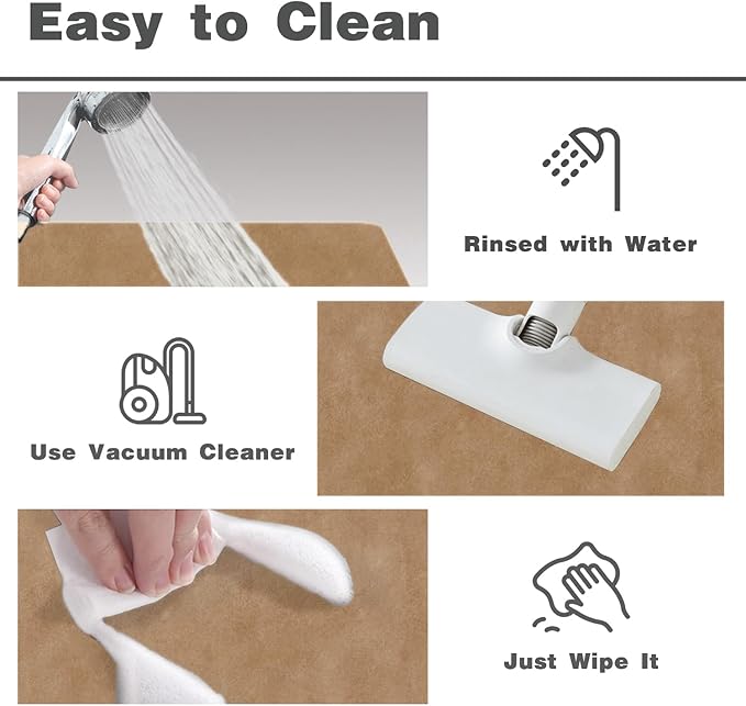 Bathroom Mat Quick Dry, Bathroom Rugs Non Slip Washable Thin Absorbent Bath Mat Fits Under Door Bathroom Floor Mat Perfect for Bath, Shower, or Sink 24"x36" Camel