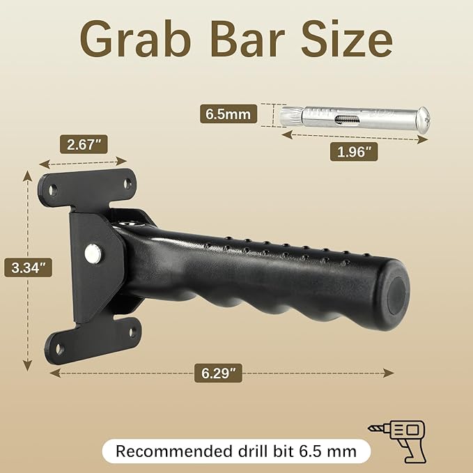 Grab Bars for Wall Shower Toilet Bathtub for Seniors Elderly, Stair Door Assist Handle for Elderly, Flip up Grab Bars Not in The Way, Keep Steadily (Wall Black)
