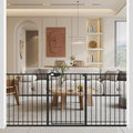 WAOWAO Triple Lock Baby Gate Extra Wide 67.32-72.04" Pressure Mounted Walk Through Swing Auto Close Safety Black Metal Dog Pet Puppy Cat for Stairs,Doorways,Kitchen
