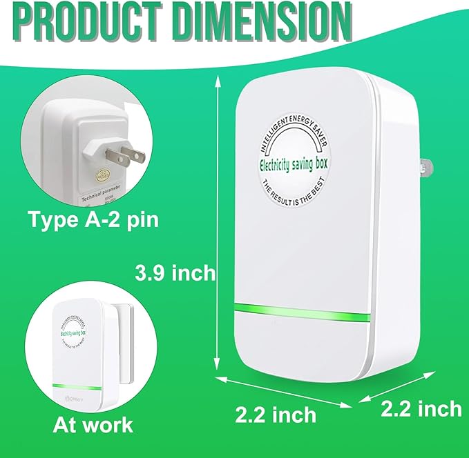 Power Saver Pro,Electricity Saving Box,Stop Watt Energy Saving Device,Eco Volt Pro Energy Saver,Professional Power Saver Device,US Plug,90V-250V 30KW,White,6Pack