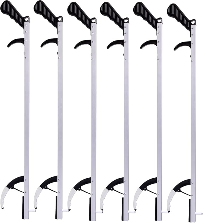 Extra Long Easy Grip Reacher Grabber Tool for Reaching 32 inch Light Weight Picker Upper Stick with Pull Trigger Handgrip, Hook and Magnetic Tip for Post Surgery, Seniors, Cleaning Trash (6)