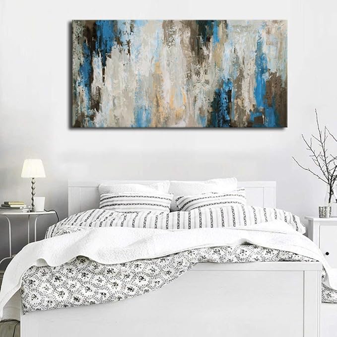 Abstract Canvas Wall Art for Bedroom & Living Room - Modern Grey Wall Paintings & Rustic Canvas Prints - Framed & Ready to Hang - 29" x 58"