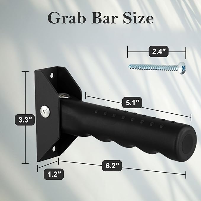 Flip Up Grab Bars for Doorway Stairs for Seniors Elderly, Garage Door Handles Stair Assistance for Elderly, Flip up Doors Grab Bar Not in The Way, Keep Steadily (Black)