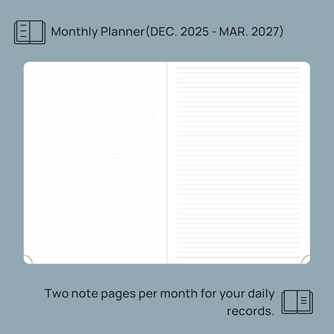 POPRUN Monthly Planner 2026-2027 (Large-8.25'' x 11.75''), 16 Months Calendar(Dec 2025-Mar 2027) Appointment Book with Stair Tabs, Inner Pockets, Pen Holder, PU Leather Softcover - Burgundy