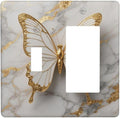 Gold Marble Shine Butterfly Abstract Modern Print Outlet Covers 1 Toggle 1 Rocker Combination Decorative Wall Plate Electrical Switch Plates Light Switch Cover Plate for Bed Room Bathroom Decor