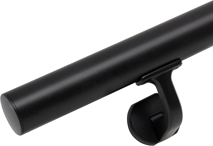Handrails for Indoor Stairs,Deck,Slope,Modern Aluminum Handrail Set, Wall Mounted, with Zink-Alloy Brackets Aluminium Railing System,Rust Free. (Matte Black, 5 FT)