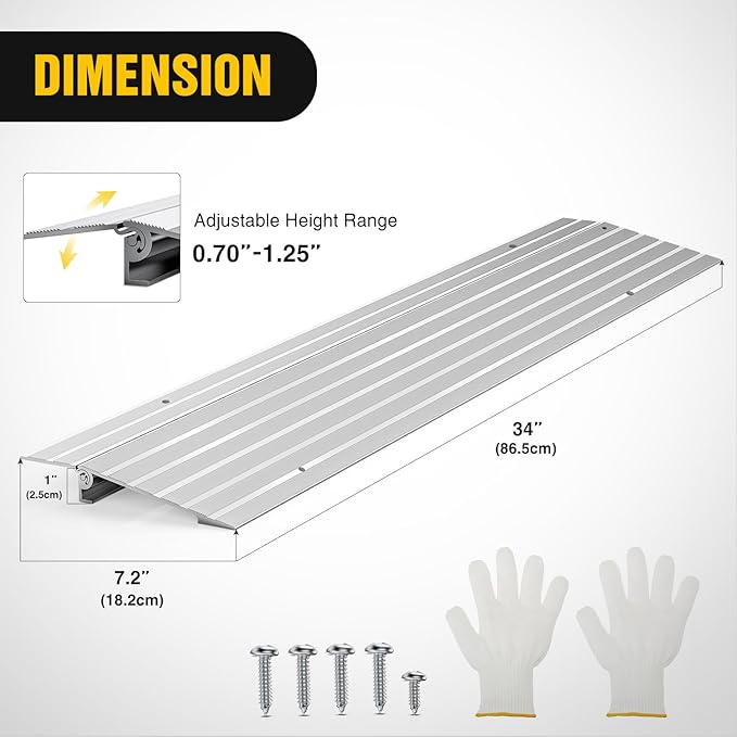 Nilight Door Threshold Ramp, 2" Rise Portable Aluminum Wheelchair Door Entry Ramps for Doorways Stairs Home Steps