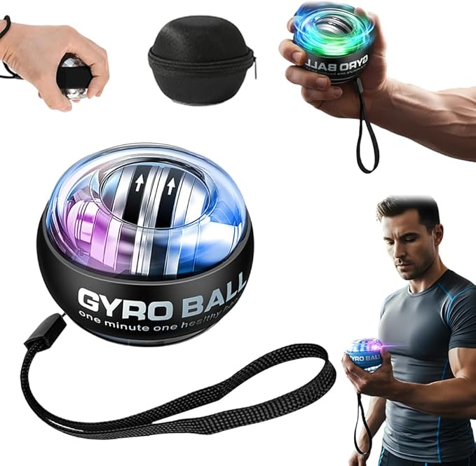 Wrist Ball Hand Exerciser, Auto-Start Torque Ball with LCD Counter, Ball Wrist & Forearm Strengthener, Adjustable Resistance Grip Trainer with LED Lights