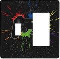 Classic Videogames Controller Black Splash Ink Colorful Outlet Covers 1 Toggle 1 Rocker Combination Decorative Wall Plate Electrical Switch Plates Light Switch Cover Plate for Kids Room Nursery Decor
