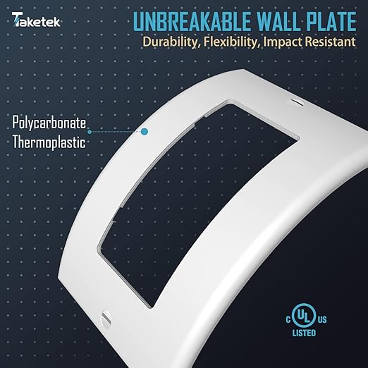 Decorator Wall Plates, Paddle Light Switch Covers, Wall Plates for Rocker Light Switches or Receptacle Outlets, Electrical Decora Faceplate Cover, Single Gang Wallplate, White, 20 Pack
