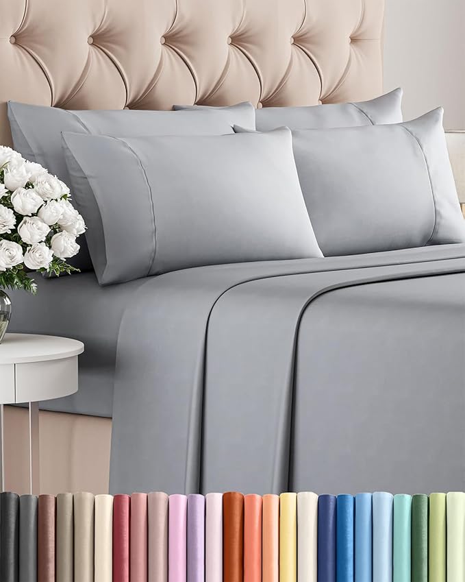 Queen 6 Piece Sheet Set - Cooling & Breathable Bed Sheets - Hotel Luxury Bed Sheets for Women, Men, Kids & Teens - Bedding w/Deep Pockets & Easy Fit - Soft & Wrinkle Free - Queen Steel Blue Sheets