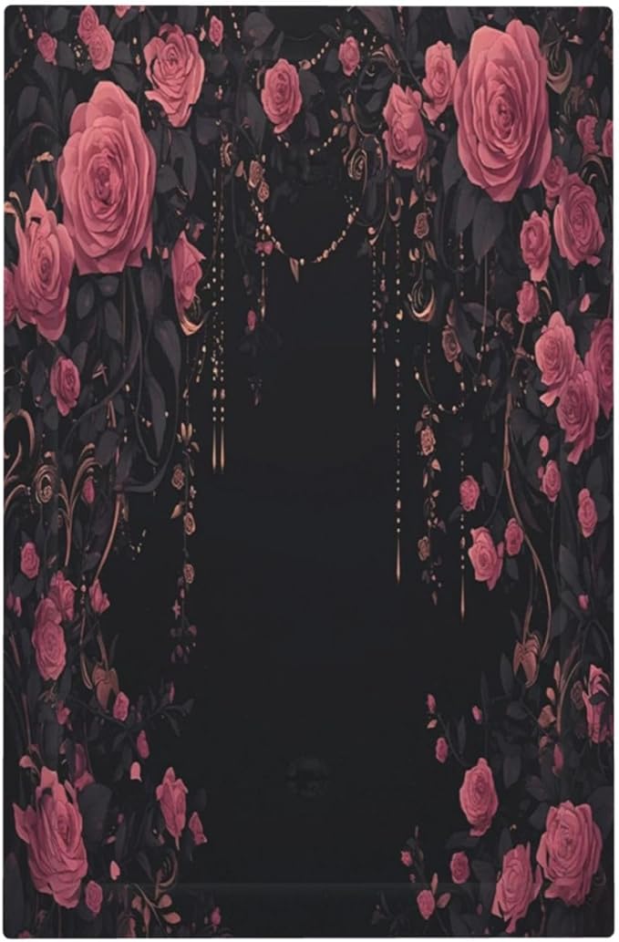 Light Switch Cover Plate Dark Background Red Rose Leaf 1 Gang No Device Blank Electrical Wall Plates Faceplate Decorative Switch Plate for Bedroom living Room Decor