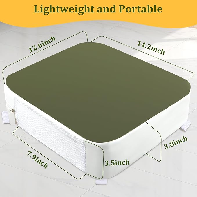 Booster Seat for Kitchen Chair - 4-Point Anchor 3.8" Lift Toddler Booster Seat for Dining Table with Side Pockets, Non-Slip & Portable Dining Cushion for Kids (Green)