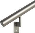 Promenaid 6ft Flush Handrail Kit - Champagne - Complete Indoor/Outdoor Handrail for Stairs - 1.6" Round Anodized Aluminum Railing with 3 Champagne Painted Pivoting Wall Brackets & Flush Endcaps
