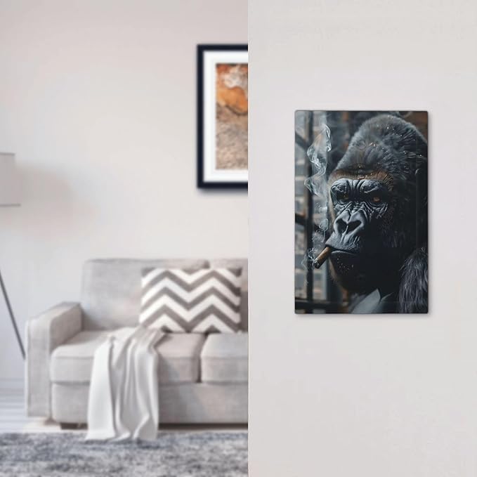 Funny Animal Smoking Black Orangutan Light Switch Cover Plate 1 Gang No Device Blank Electrical Wall Plates Faceplate Decorative Switch Plate Covers for Farmhouse Home Office Decor