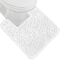 GORILLA GRIP Plush Absorbent Shaggy Chenille Bath Rug Mat for Square Toilet Base with Rubber Backing, Machine Washable Rugs, Soft Microfiber Contour Mats for Toilets, Bathroom Decor, White