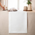 D'Moksha Homes Linen White Table Runner 48 Inches - Classic Hemstitch, 100% Pure Linen Coffee Table Runner 14 x 48 Inch Ideal for Dresser Tables, Valentines, Spring, Easter
