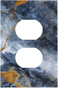 Outlet Covers Gold Dark Blue Gilt Haze Marble Decorative 1 Gang Duplex Light Switch Cover Plate Receptacle Wall Plate Electrical Switch Plate Covers for Bathroom Decor