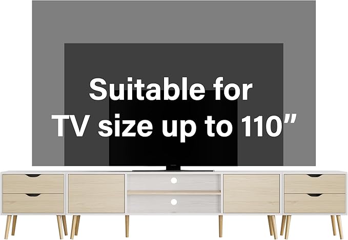 TV Stand for TVs up to 100 Inch, Entertainment Center for 85 95 100 inch TV Console Table with 2 Storage Cabinets and 4 Drawers for Living Room Bedroom