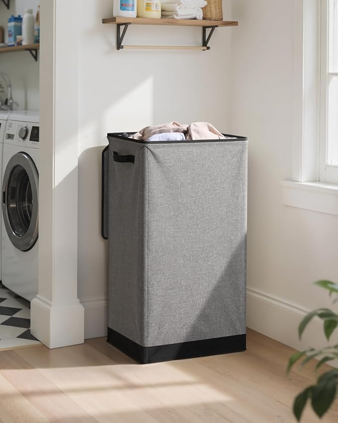 SOLEDI Laundry Hamper with Lid 100L Large & Tall Collapsible Laundry Basket, Clothes Hamper with Bag Removable Easy to Carry, Dirty Hampers for Bedroom, Bathroom, Dorm, College, Grey