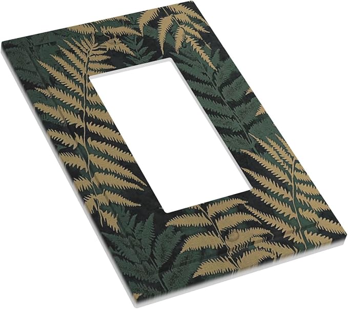 Decorative Outlet Covers Botanical Fern Green Leaf Forest 1 Gang Single Rocker Light Switch Cover Plate Wall Plates Gfci Faceplate For Bed Room Home Decor