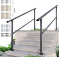 DIYHD 6 Step Handrail for Outdoor,Powder Coated Iron Stair Railing,Black Hand Rails for Indoor, Porch,Deck,2 Pack