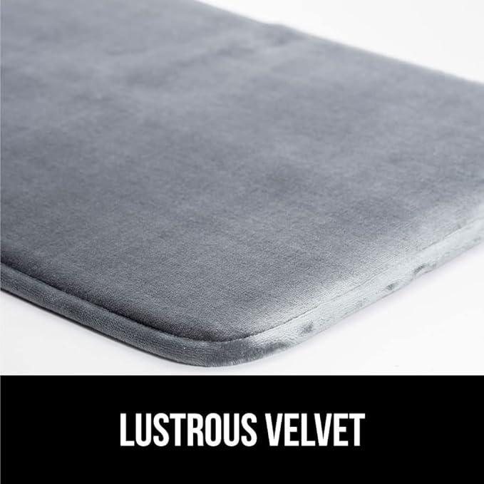 GORILLA GRIP Memory Foam Bath Rugs, Soft Absorbent Velvet Bathroom Mats, Durable Dots on Underside, Machine Washable Bathmat, Carpet Rug Room Decor for Shower Floor, 42x24 Mat, Graphite Gray